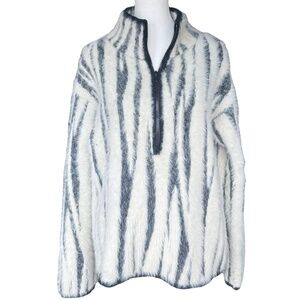 Anthropologie Cindy Eyelash Zebra 1/2 Zip Pullover Sz‎ S